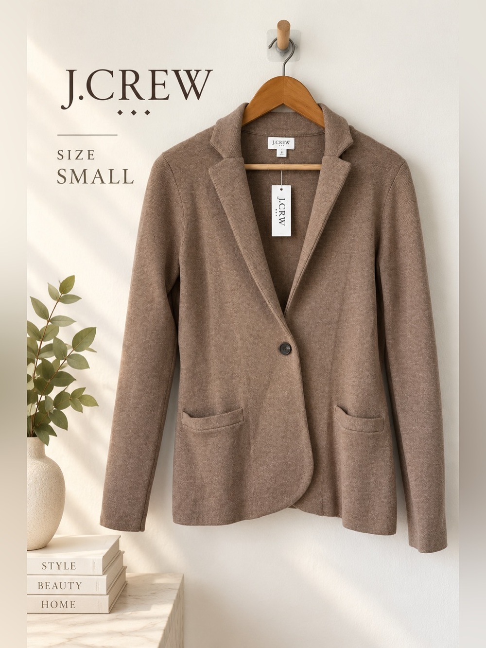 J.Crew Cotton Knit Sweater Blazer Brown Size Small NWT